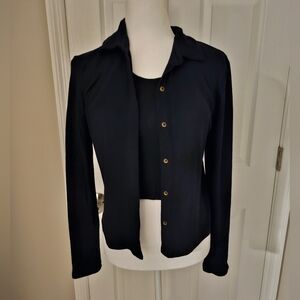 Open Edit‎ Pajama Set 3 Piece Womens Size Small Black Soft Sleepwear